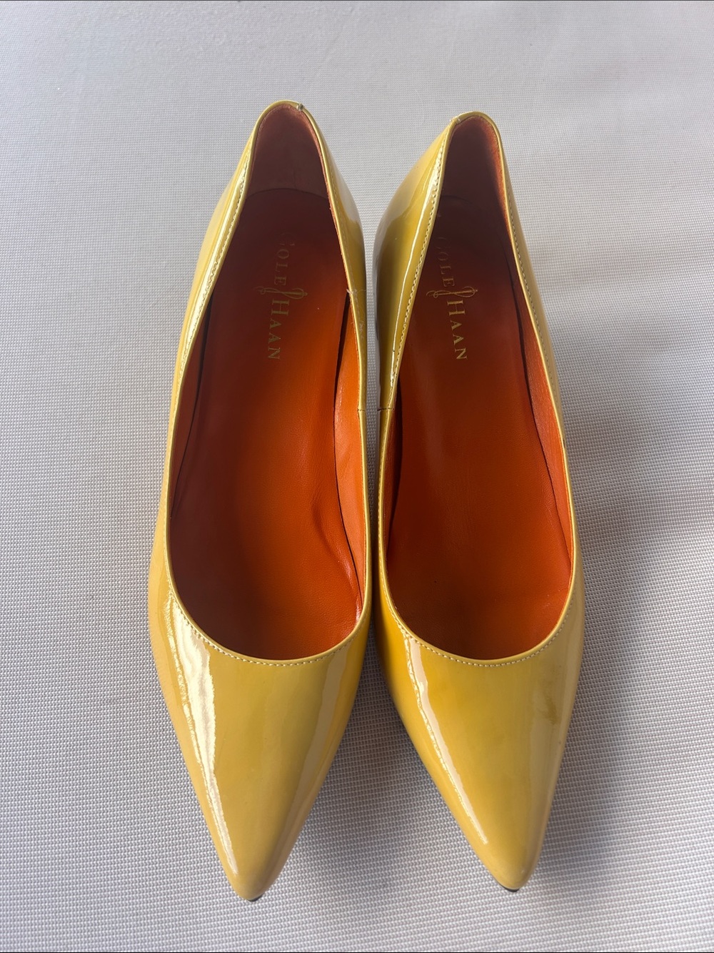 Cole Haan Patent Pointed Ballet Flats in Bright Yellow